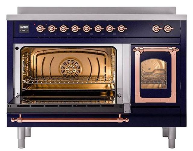 Ilve® Nostalgie II Noblesse 48'' Midnight Blue Pro Style Induction Range with Copper Trim-3