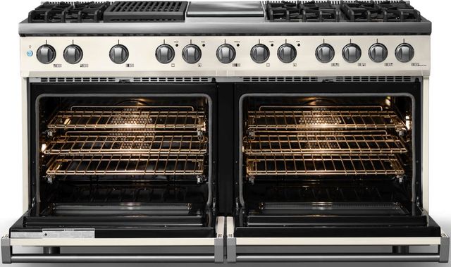 Viking® 5 Series 60" Pure White Pro Style Dual Fuel (LP) Range with Polished Chrome Trim-1