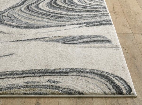 KAS Rugs Hue Ivory Marbled Stone 5'x8' Area Rug-1