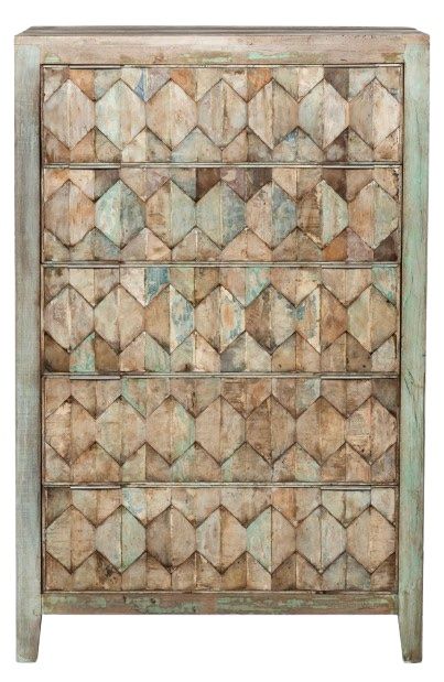 Home Trends & Design Ibiza Vintage Teal Chest-1