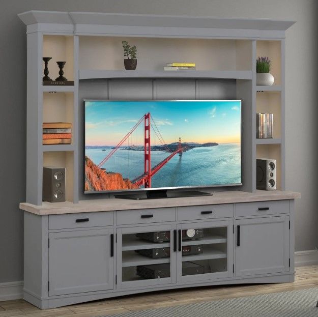 Parker House® Americana Modern Dove Entertainment Center with Back Panel-1