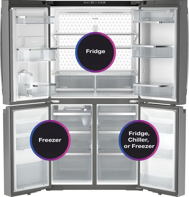 GE Profile™ 36 in. 28.3 Cu. Ft. Fingerprint Resistant Stainless Steel Quad French Door Refrigerator with Dual Dispense AutoFill Pitcher-3
