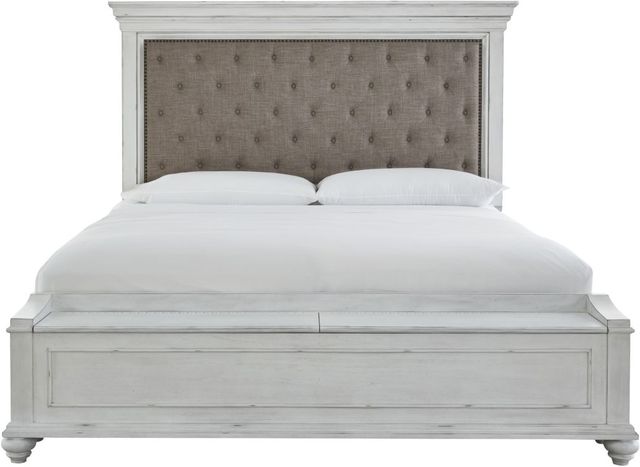 Benchcraft® Kanwyn Whitewash King Storage Panel Bed-3