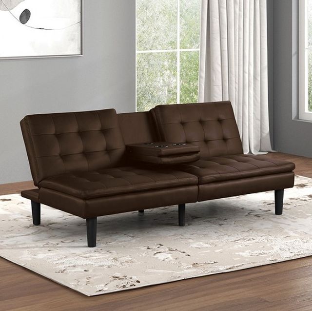 Furniture of America® Eidsberg Brown Futon Sleeper Sofa-1