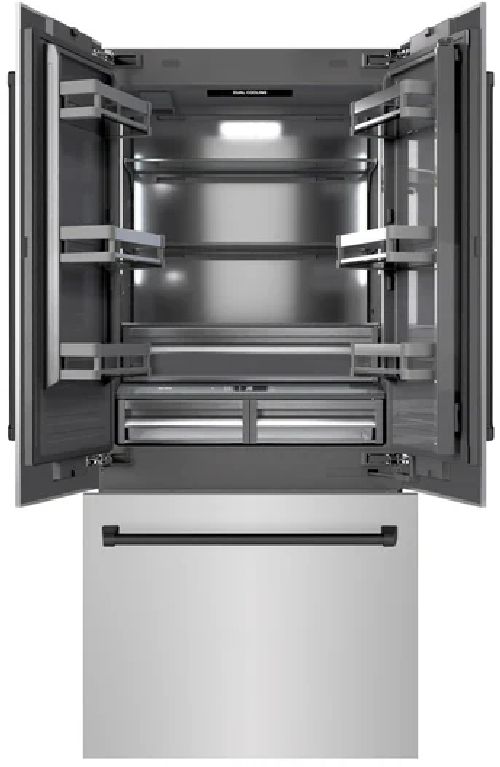 ZLINE Autograph Edition 36" 19.6 Cu. Ft. Stainless Steel Built-In Bottom Freezer Refrigerator with Graphite Gray Interior and Matte Black Accents-1