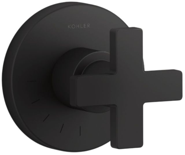 KOHLER® Composed® MasterShower® Matte Black Volume Control Valve Trim with Cross Handle-0