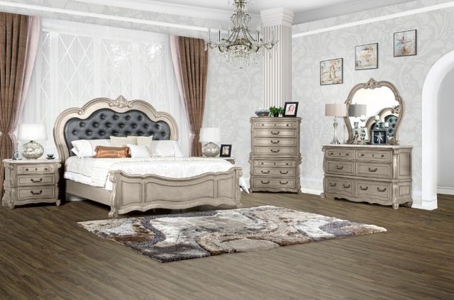 New Classic® Home Furnishings Bianello Vintage Ivory Upholstered Queen Panel Bed -1