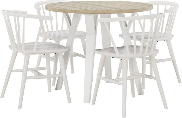 Signature Design by Ashley® Grannen Natural Round Dining Table with White Base-3