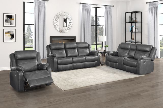 Homelegance® Yerba Gray Double Manual Reclining Sofa-1