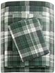 Olliix by Woolrich Green Plaid King Flannel Cotton Sheet Set-0