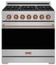 Thor Kitchen Gordon Ramsay Collection 36" Stainless Steel Pro Style Liquid Propane Range with Precision Knob Control and Rose Gold Trim-0