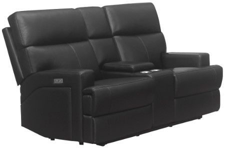 Mazin Furniture Sethos Black Power Reclining Loveseat with Center Console-0