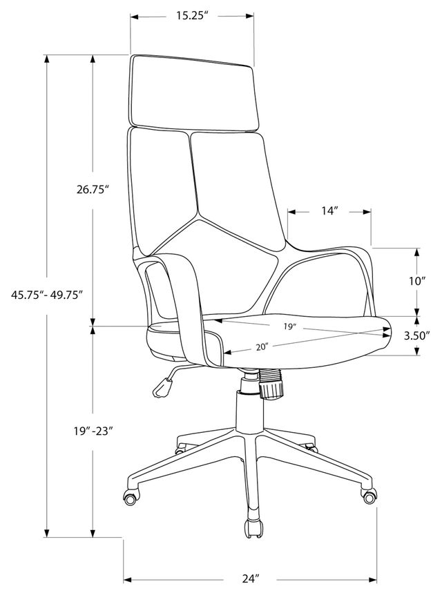 Monarch Specialties Inc. Black Fabric High Back Executive Chair-3