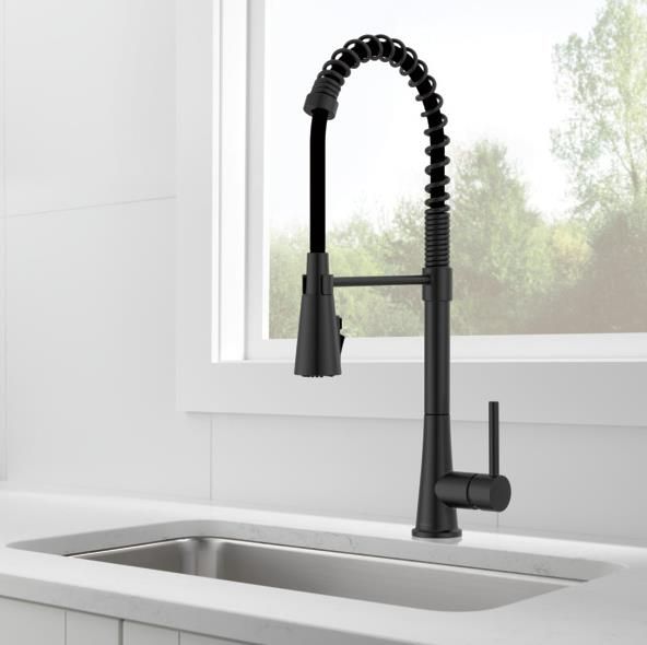 Peerless Precept® Matte Black Single Handle Commercial Style Kitchen Faucet-1