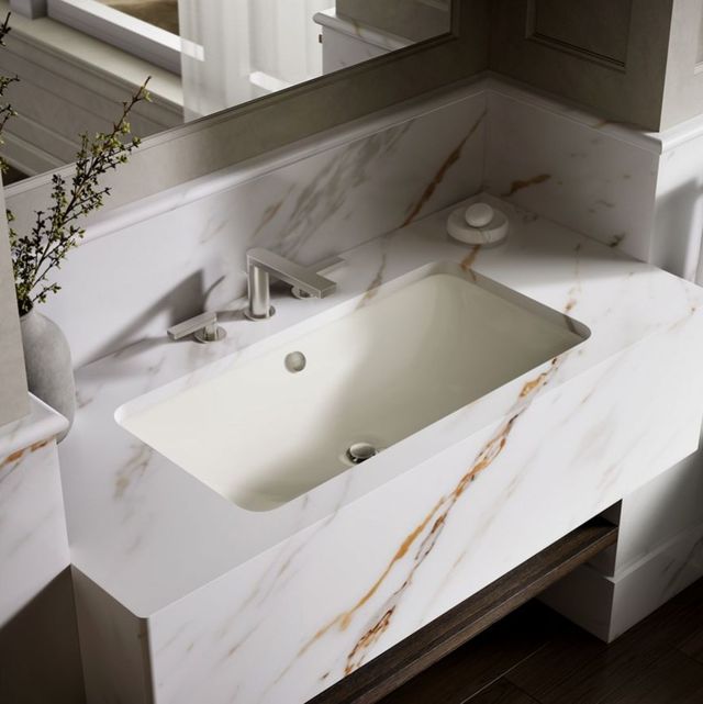 Kohler Iron Plains® Biscuit 30" Rectangular Drop-In/Undermount/vessel Bathroom Sink with Biscuit Painted Underside-2