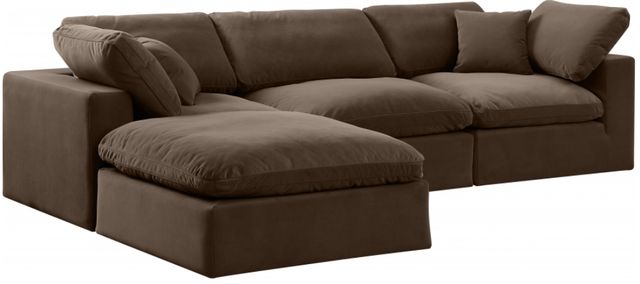 Meridian Furniture Comfy 4-Piece Brown Velvet Sectional-0