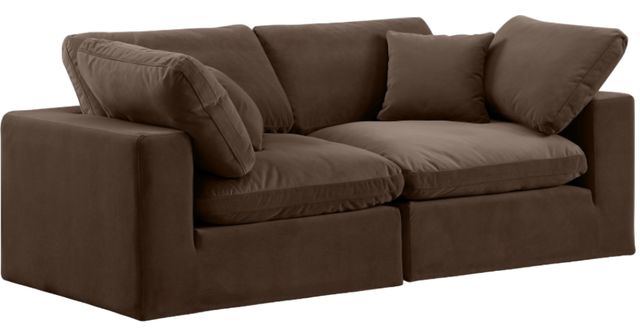 Meridian Furniture Comfy 2-Piece Brown Velvet Modular Sofa-0