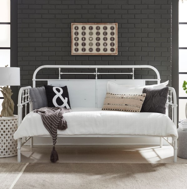 Liberty Furniture Vintage Antique White Youth Twin Metal Day Bed - Thumbnail 2