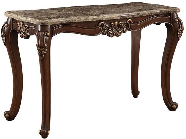 ACME Furniture Mehadi Marble Top Sofa Table with Walnut Base-0