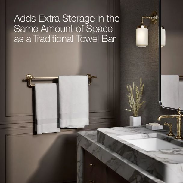 KOHLER® Artifacts® Vibrant French Gold 24" Double Towel Bar-3