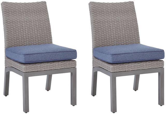 Signature Design by Ashley® Dillon Beach 2-Piece Blue/Gray Aluminum/Fabric Outdoor Dining Side Chair-0
