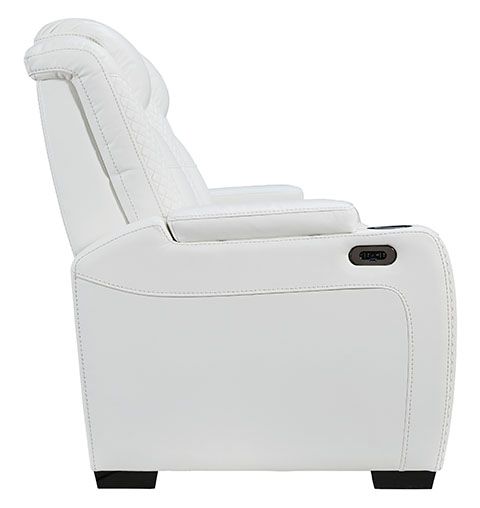 Signature Design by Ashley® Party Time White Power Reclining Sofa-3