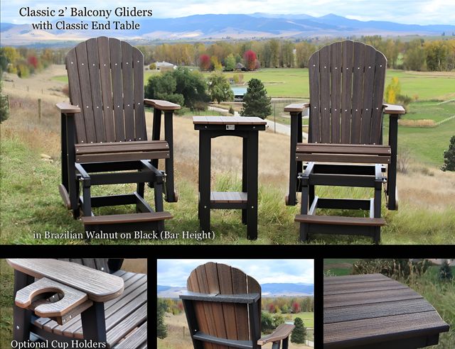 Bitterroot 2' Balcony Glider Brazillian Walnut on Black- Counter Height-0