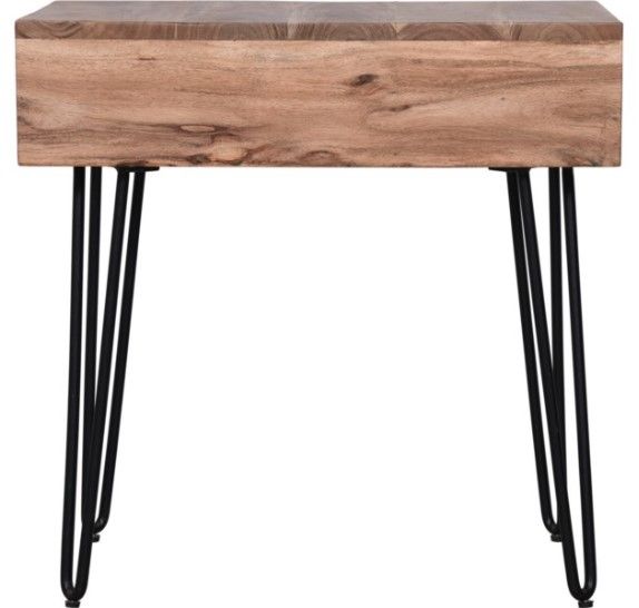 Jofran Inc. Rollins Natural Chairside Table with Black Base-3