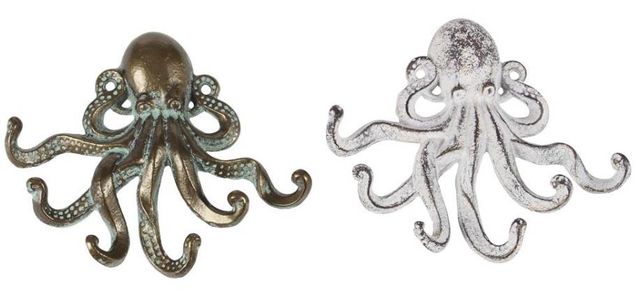 Deco Marche 2-Piece Bronze/White Octopus Wall Hook Set-1