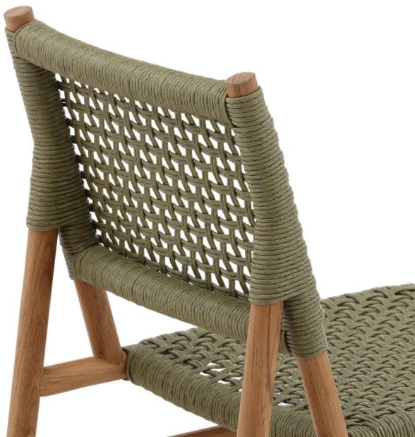 Dovetail Furniture Francisca 2-Piece Green/Natural Faux Rattan/Wooden Outdoor Dining Chair Set-4