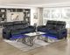 Homelegance® Fairway Black Double Power Reclining Sofa with Drop-Down Console-1