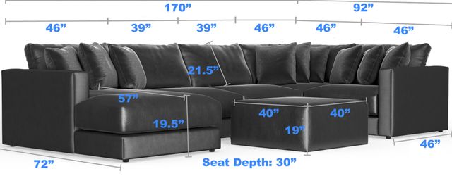 Jackson Furniture Remington 6-Piece Slate U-Shape Sectional and Chaise-2