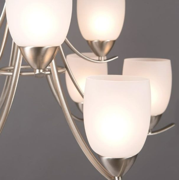 YHD Mirror Lake Brush Nickle/White 9-Lights Chandelier-4