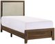 Crown Mark Millie Brown Cherry Twin Upholstered Panel Bed-0