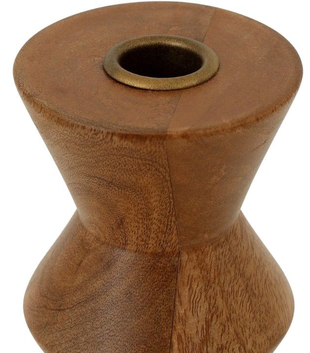 Moe's Home Collection Sequence Brown Small Wooden Candle Holder-2