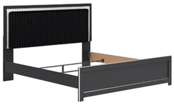 Signature Design by Ashley® Zuraleus Black Upholstered Queen Panel Headboard-2