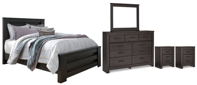 Signature Design by Ashley® Brinxton 5-Piece Charcoal Queen Panel Bed Set-0