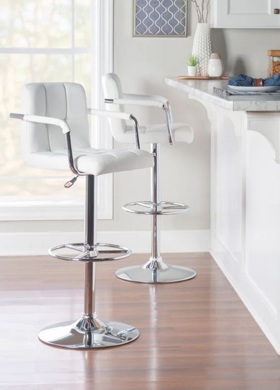 Powell® Boyd Chrome/White Adjustable Gas Lift Bar Stool-1