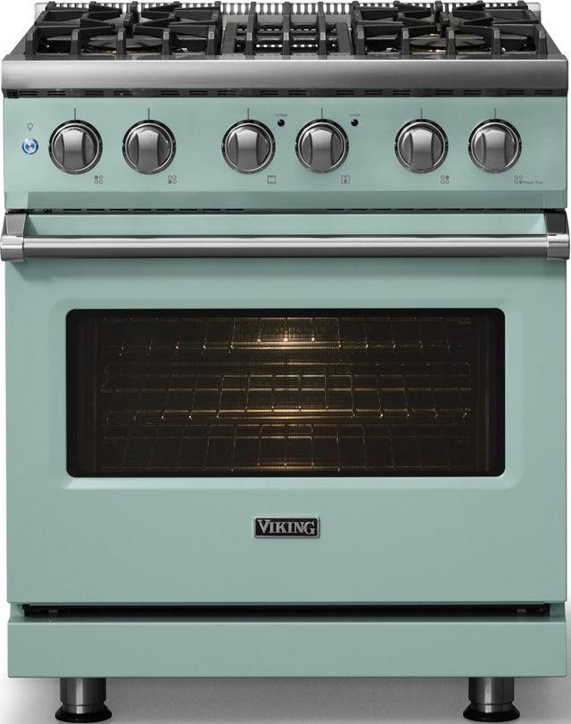 Viking® 5 Series 30" Splah Pro Style Dual Fuel (NG) Range with Polished Chrome Trim-2