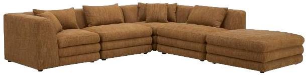 Moe's Home Collection Lowtide Dream 5-Piece Amber Glow Modular Sectional and Ottoman-0