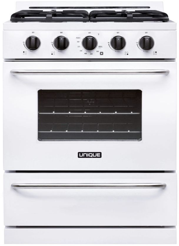 Unique® Appliances Classic 30" White Freestanding Liquid Propane Gas Range-0