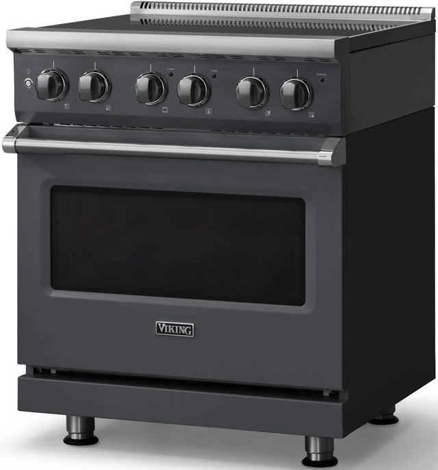 Viking® 5 Series 30" Cast Black Pro Style Electric Range with Polished Chrome Trim-2