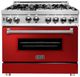 ZLINE 36" Stainless Steel/Red Gloss Pro Style Gas Range-0