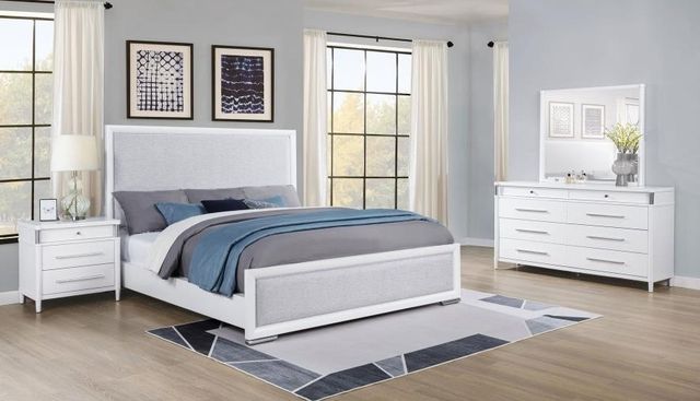 Coaster® Gracemont 5-Piece Light Gray/White California King Panel Bedroom Set-0