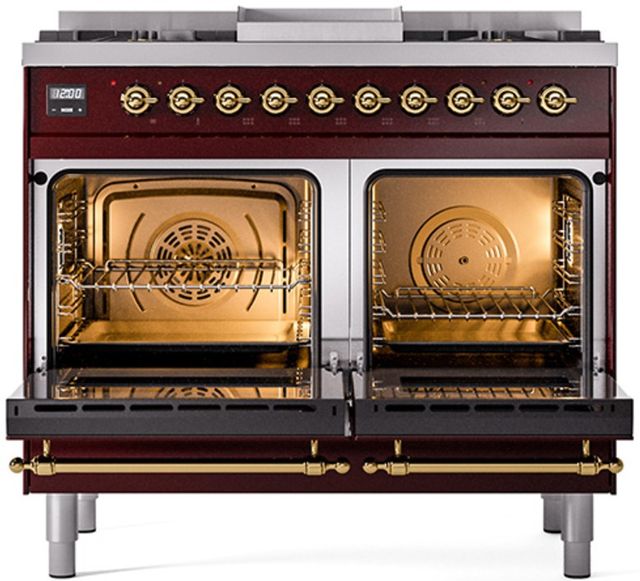 Ilve® Nostalgie II Series 40" Burgundy Pro Style Dual Fuel Range-1