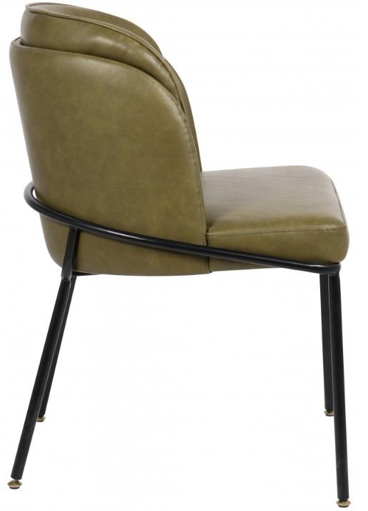 Meridian Furniture Jagger Olive/Matte Black Vegan Leather Dining Side Chair-4
