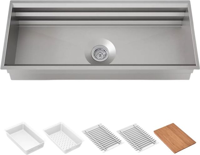 KOHLER® Prolific® Stainless Steel 44" Undermount Single-Bowl Workstation Kitchen Sink-0