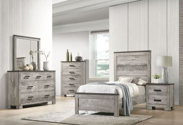 Elements International Millers Cove 4-Piece Gray Twin Panel Bedroom Set-1