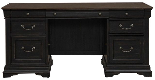 Liberty Furniture Meritage Aged Charcoal/Caramel Junior Executive Desk-2