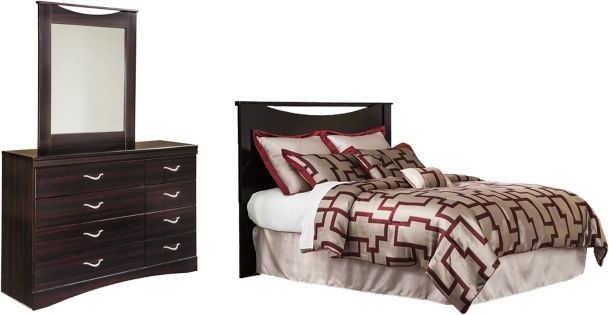 Signature Design by Ashley® Zanbury 3-Piece Merlot Queen/Full Panel Headboard with Mirrored Dresser Set-0